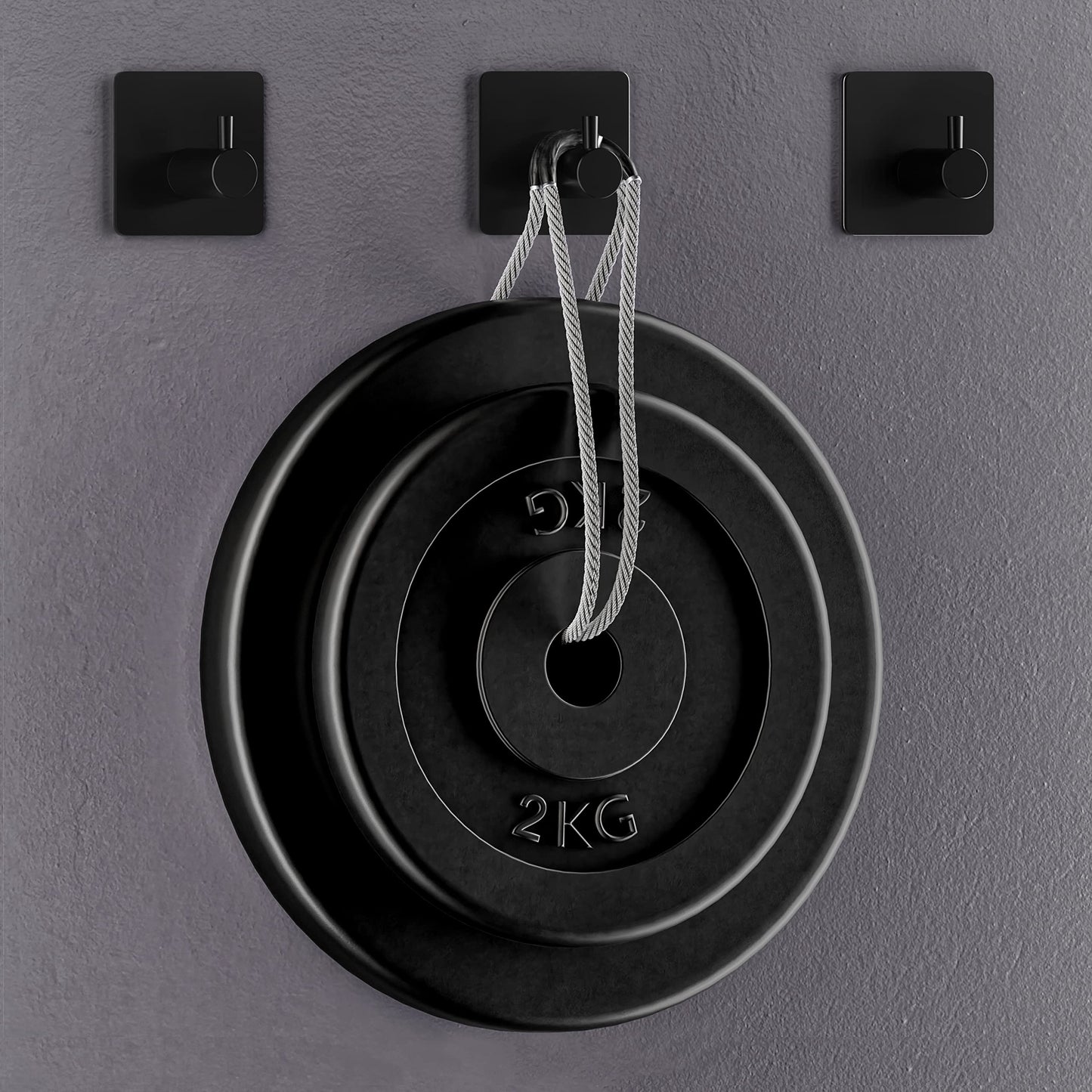 SAYONEYES Matte Black Self Adhesive Towel Hooks for Bathroom Wall Door Mounted - SUS304 Stainless Steel Strong Strips Stick on 3M Wall Hooks for Hanging Coat, Hat, Bag, Key, Jacket – 6 Pack