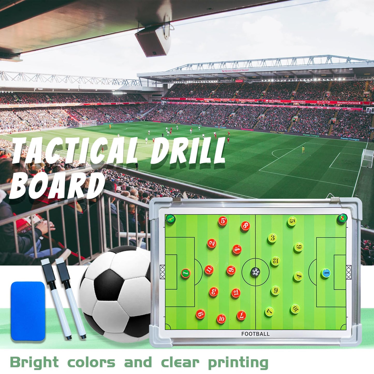 Pure Vie Magnetic Soccer Coaching Tactics Board, Portable Soccer Clipboard for Coaches Soccer Dry Erase Whiteboard Strategy Tactical Blackboard Football Coach Board with Player Markers, Pen and Eraser