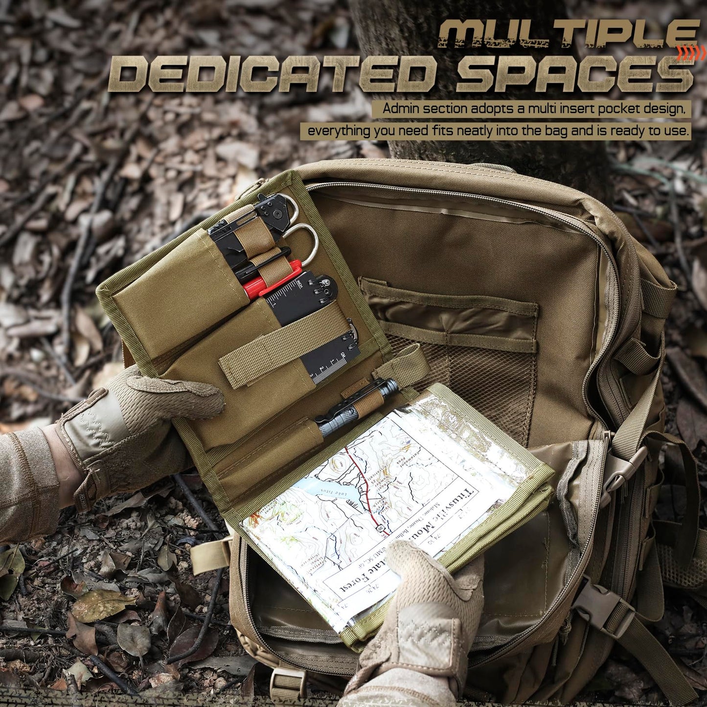 LIVANS Tactical Pouch Military Map Case Holder Army Foldable Map Storage Pouch Multifunctional for Outdoors or Hiking - 13"x10" Clear Viewing Area,1000D Oxford + Waterproof TPU