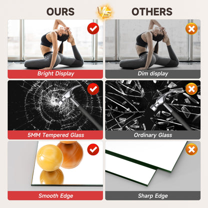 WINNICE 83"x40" One-Piece Home Gym Mirror, Oversized Full Body Wall Mounted Fitness Mirror, 4MM Professional Grade Tempered Glass for Yoga, Studio with Complete Kit