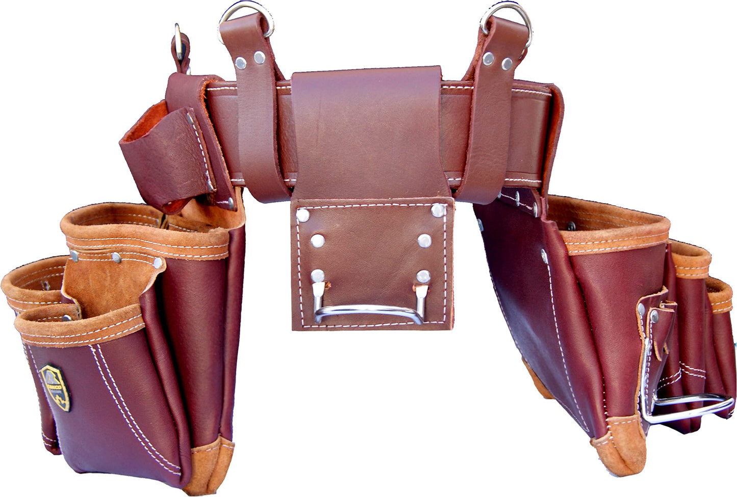 Zakco PRO-21 Genuine Full Grain Leather Heavy Duty Multi Pockets Construction Rig, Carpenters Tool Belt, 2 Leather Pouches Belt Framer’s, Handyman, Roofer’s,Tool Belt & Tool Organizer, Best Tool Apron