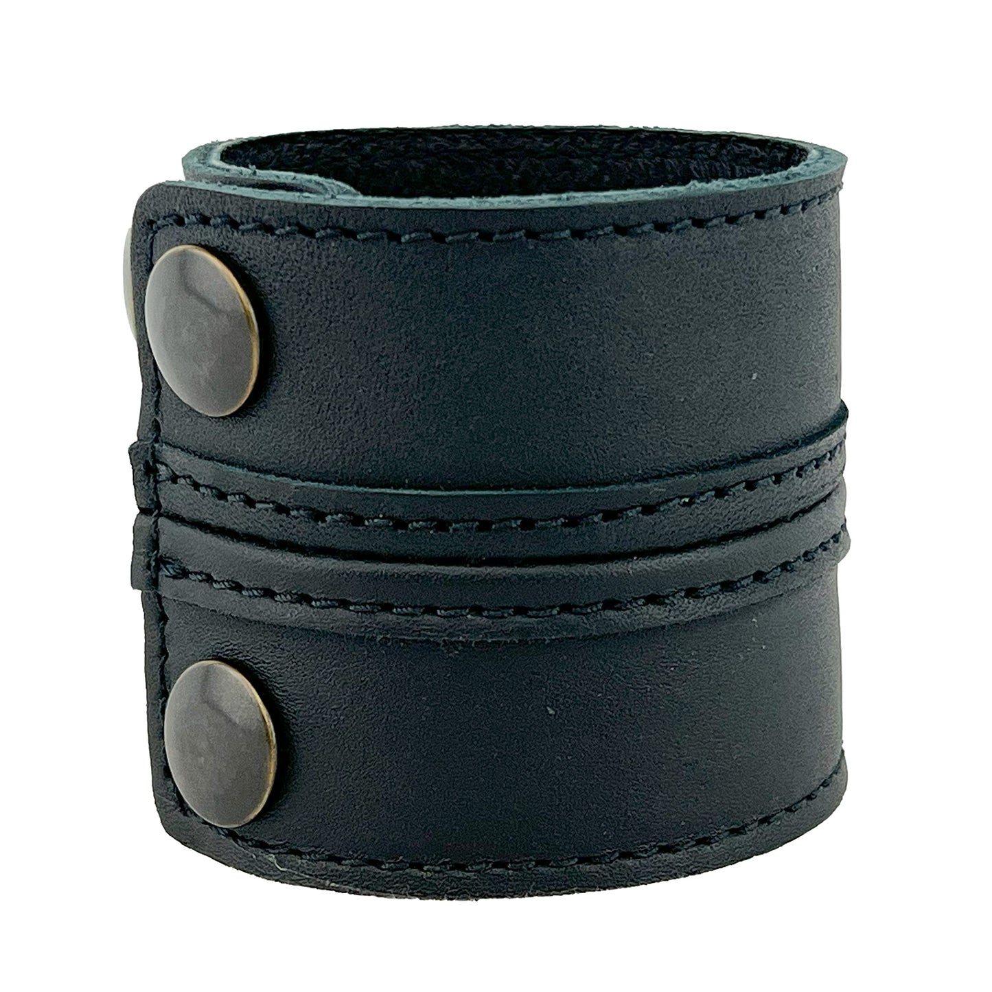 Anthology Gear Stylish Leather Cuff Bracelet Full Grain Wide Wristband For Men and Women (Unisex) Adjustable to 8" or 9 1/4" (Carbon Black, Large/X-Large)