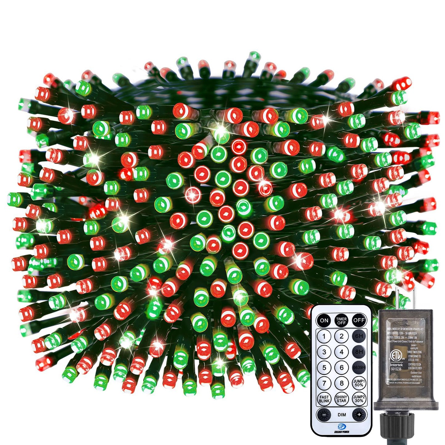 Minetom Red & Green Christmas Lights, 66ft 200 LED Outdoor Christmas Lights Connectable, 8 Modes Mini String Lights Plug-in Mini Xmas Tree Lights with Timer for Outside Garden Party Decor