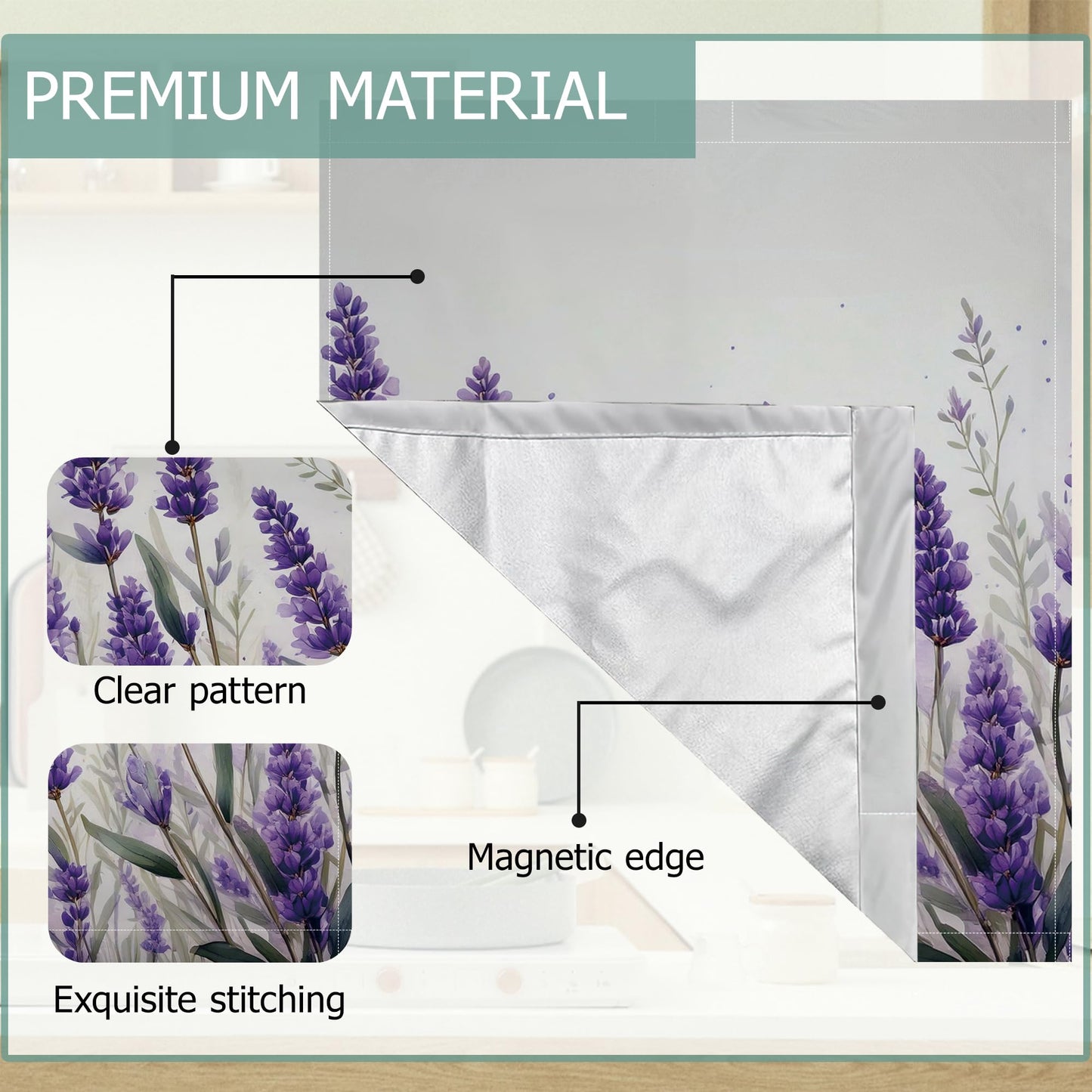Purple Lavender Dishwasher Magnets Decorative Cover,Summer Floral Waterproof Magnetic Dishwasher Cover Panel,Refrigerator Magnet Cover for Kitchen Home Decor 23x26 Inch