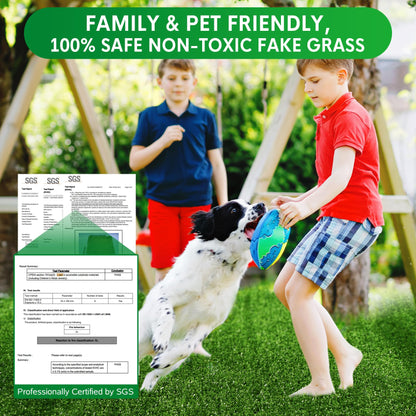 XLX TURF Artificial Grass Outdoor Runner Rug - 5FT x 10FT Fake Grass Carpet Low Pile Turf for Balcony Dogs Kids Playground - Pets Friendly