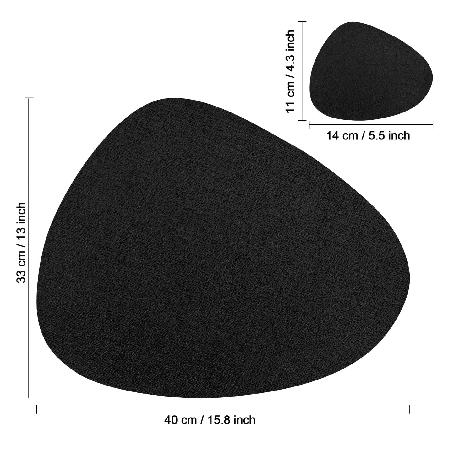 Chitomars Placemats and Coasters, Washable Placemats Round Faux Leather Wipeable Place Mats Non Slip Heat Resistant Indoor Outdoor Table Mats (Set of 6, Light Gray Sage Green)