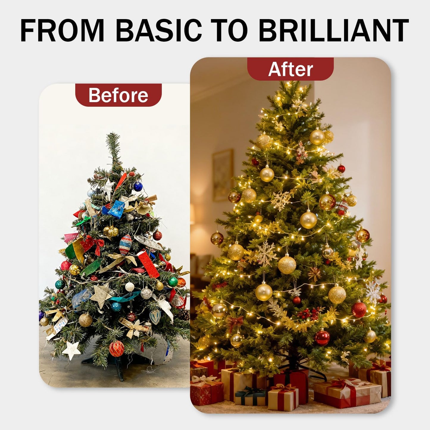 Napzy 24 Count Shatterproof Christmas Ball Ornaments Set, 2.36 Inch Red Christmas Tree Decorations for Xmas Holiday Party Decor, Wreath and Garland Hanging Balls