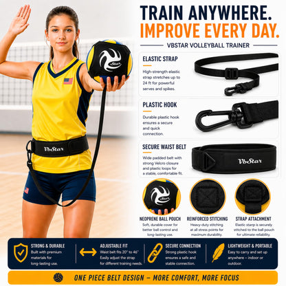 VbStar Volleyball Training Equipment Aid - Practice Your Serving, Setting & Spiking with Ease, Great Solo Serve & Spike Trainer for Beginners & Pro, Perfect Volleyball Gift