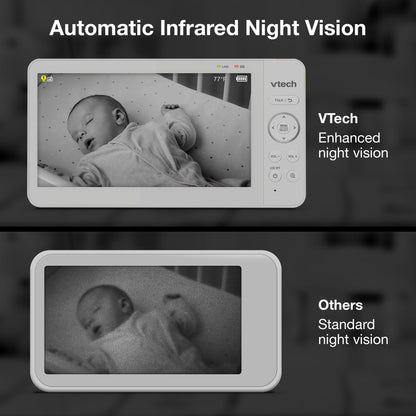 VTech [2025 Upgrade] Baby Monitor with 7" IPS Screen, Pan Tilt Zoom Camera, No WiFi Video Baby Monitor with Camera and Audio, Multi-Color Night Light, 2-Way Talk, Lullabies, Advanced HQ Max