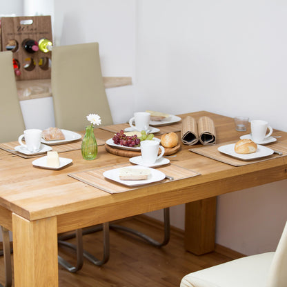 Relaxdays Table Set of 6 Place Mats, Bamboo, 6 Non-Slip Placemats, Washable, 30 x 45 cm, Natural Brown, Wood, 30 x 45 x 0.3 cm