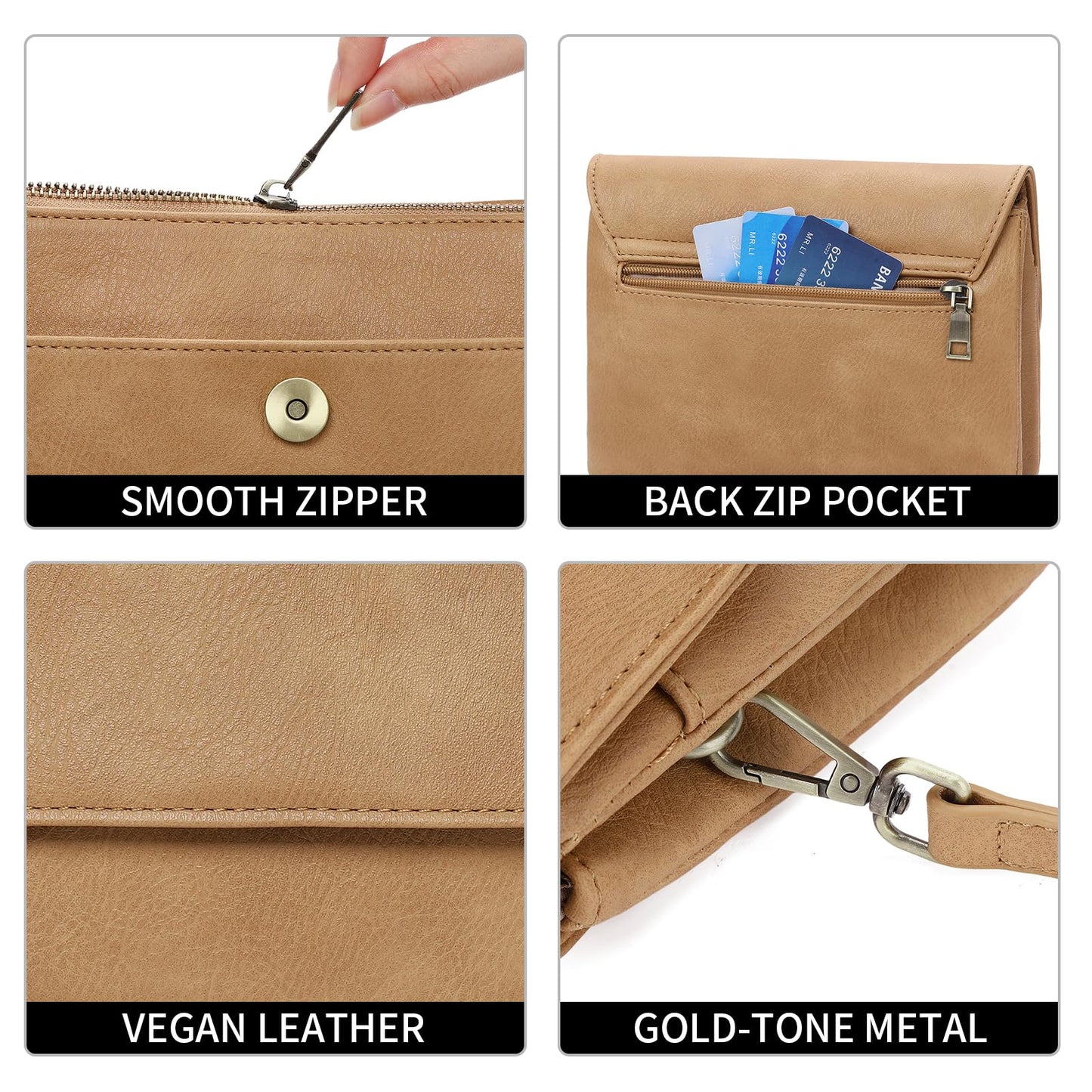 GAEKEAO Crossbody Bags for Women Vegan Leather Small Cell Phone Purse Shoulder Handbags with Credit Card Slots