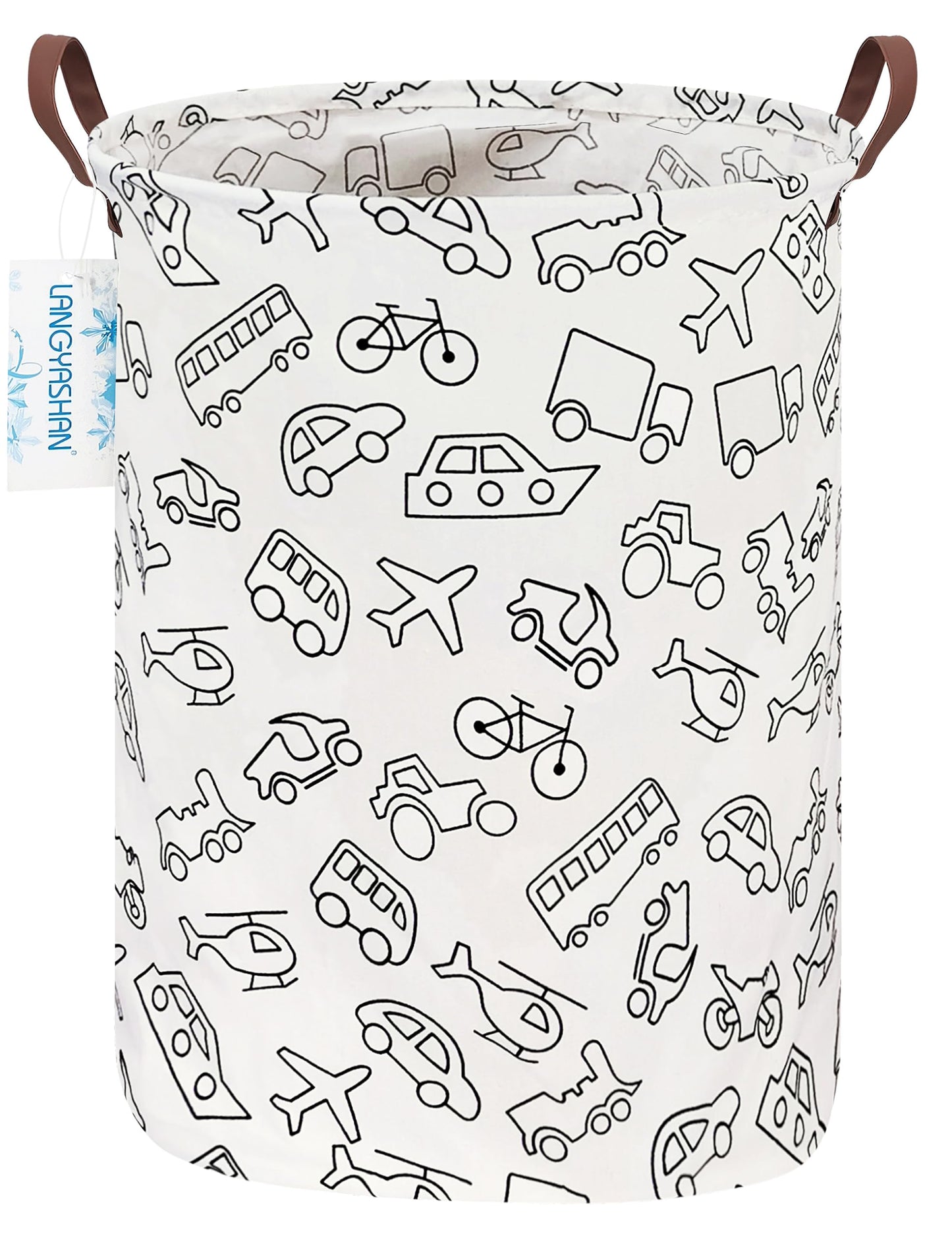 LANGYASHAN Laundry Hamper Collapsible Kids Storage Basket Waterproof Fabric Toy Clothes Organizer Bin for Children Bedroom Bathroom (Vehicle)