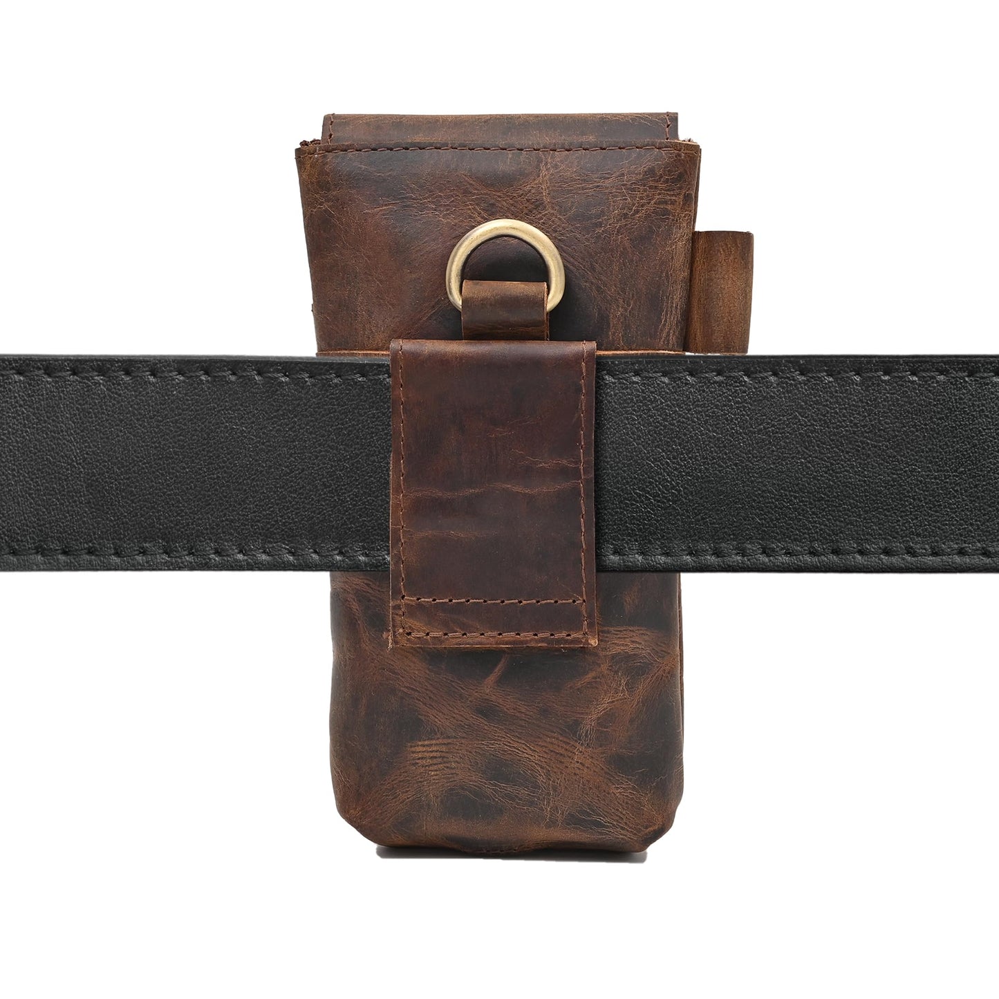 Autentico Genuine Leather Phone Holster Pouch with Belt Clip Cell Phone Cover 8X4 Magnetic Closure ID Card Holder Brown Universal Case for iPhone Samsung Galaxy Google Pixel Leather All Smart Phones