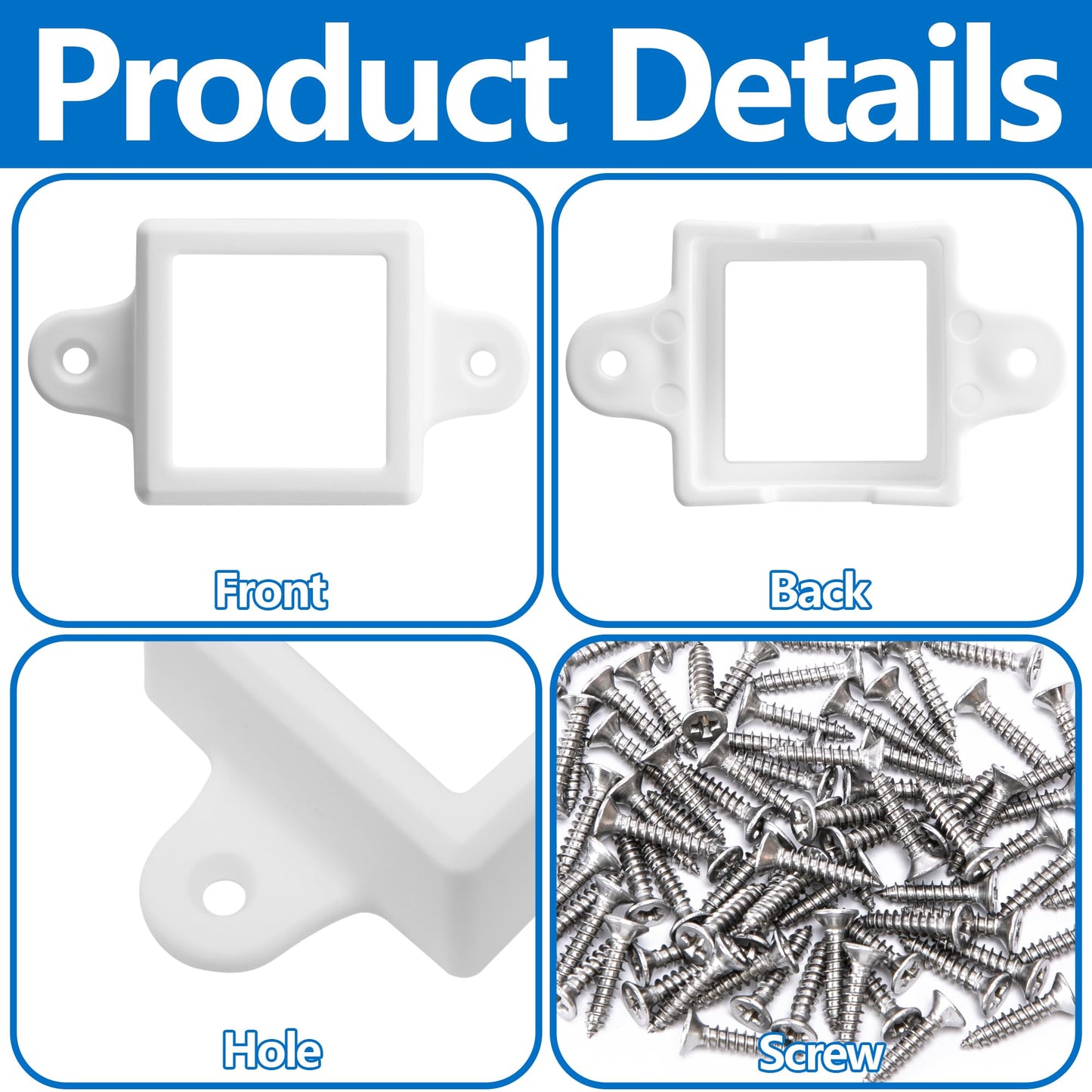 Shupakul 80 Pcs H705 LED Light Mounting Bracket Clip,Waterproof H705 LED Lights Mount Set with 160 Screws,Screw Mounting White Square Light Brackets for Outdoor Installation