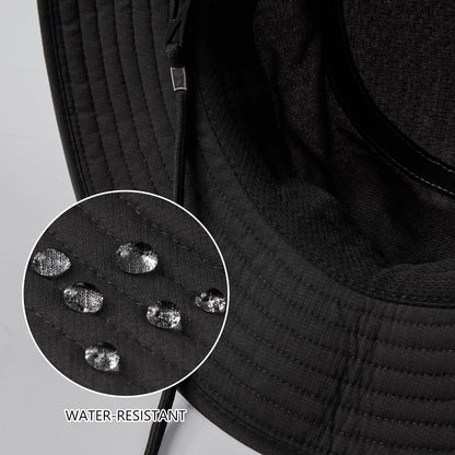 BASSDASH UPF 50+ Water-Resistant Fishing Bucket Hat with Laser Perforated Mesh Adjustable for Men Women Outdoor Hiking Black
