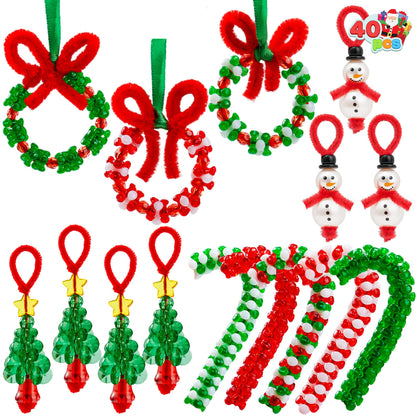 JOYIN Christmas Beaded Ornament Craft, Make Up to 40 Hanging Ornaments of Snowman, Christmas Tree, Candy Canes, and Wreaths for DIY Craft, Xmas Gift Holiday Party, Indoor Decoration（Age 14+）