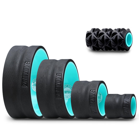 3 Pack Back Roller- Yoga Wheel for Back Pain Reliefn & Stretching, Back Wheel for Deep Tissue Massage, Foam Roller for Physical Therapy & Exercise