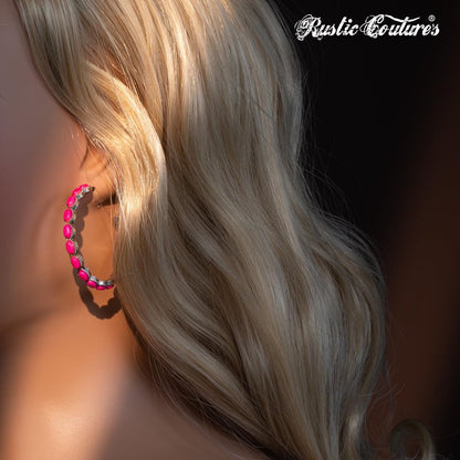 Rustic Couture's Western Navajo Beaded Hoop Earrings for Women Cowgirl Country Concho Lightweight Statement Jewelry RCE-1064SL
