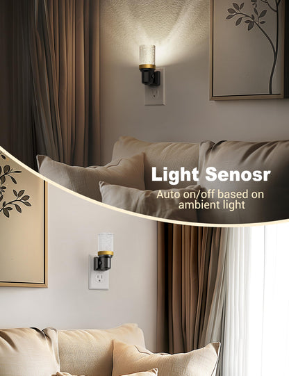 JandCase LED Night Light, Dimmable Night Lights Plug into Wall, Modern Nightlight with Auto On Off Light Sensor, 3000K Soft White Night Light 0-100LM Brightness for Bathroom Hallway Bedroom Decor