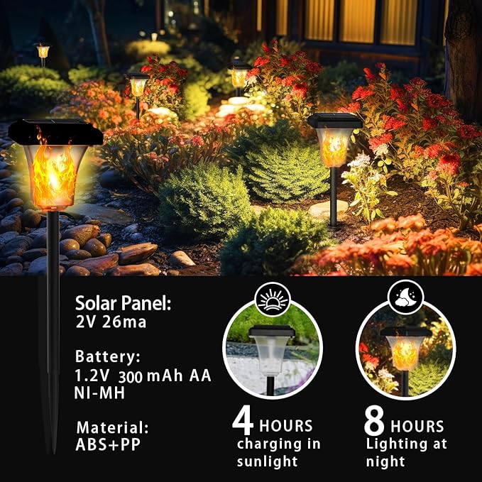 Swingers Solar Lights Outdoor,with Upgraded 2nd-gen Flame tech,LED Solar Torch Lights with Flickering Flame,Waterproof Outdoor Garden Light for Christmas, Garden, Landscape, Path, Yard, Patio (6)