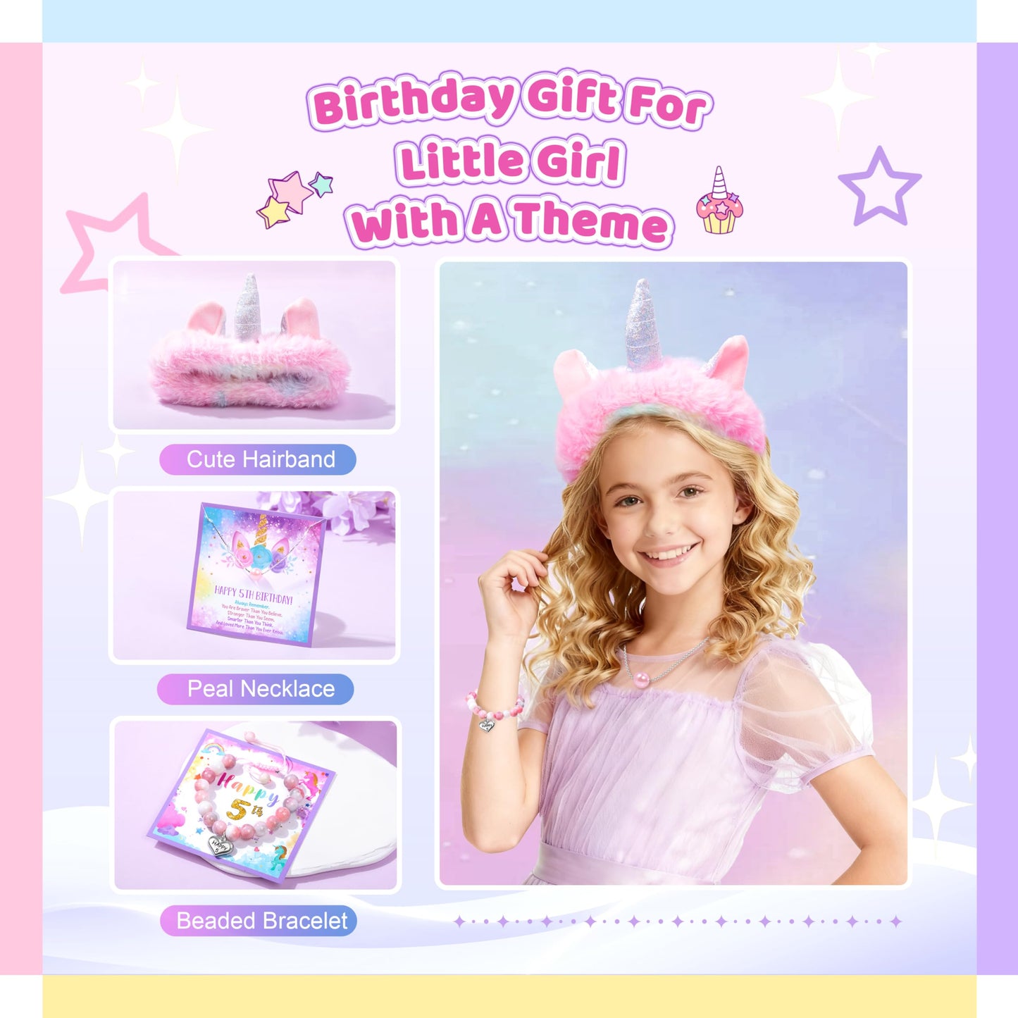 5 Year Old Girl Birthday Gift Ideas, Unicorn Gifts for Girls Age 5, Happy Birthday Gifts for Girls, Fun Decorations Girl Kids Toys Gift Basket for Daughter, Sister, Niece, Granddaughter Christmas