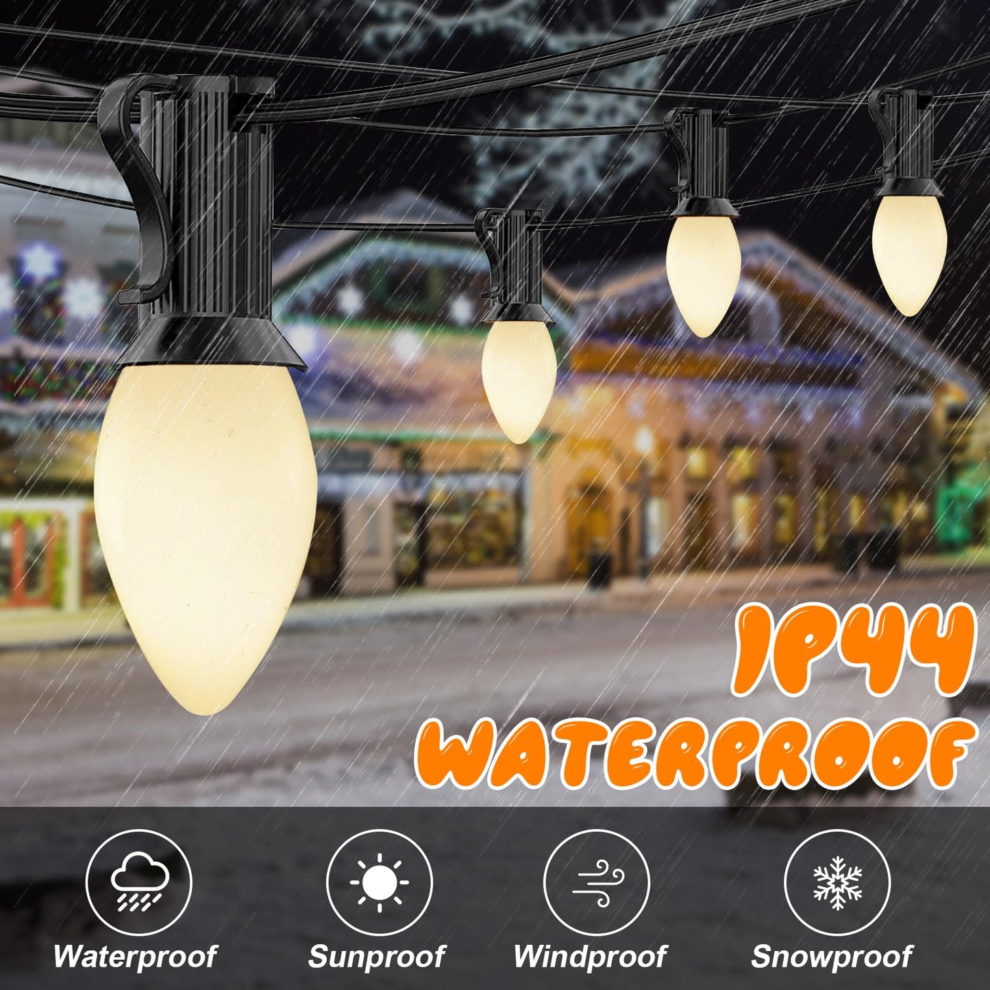 GOOTHY 25 Pack C7 LED White Christmas Replacement Bulbs, 0.6W C7 LED Replacement Light Bulbs for Christmas Outdoor Patio String Lights, Candles, E12 Candelabra Base Night Light Bulbs, Saving Enengy