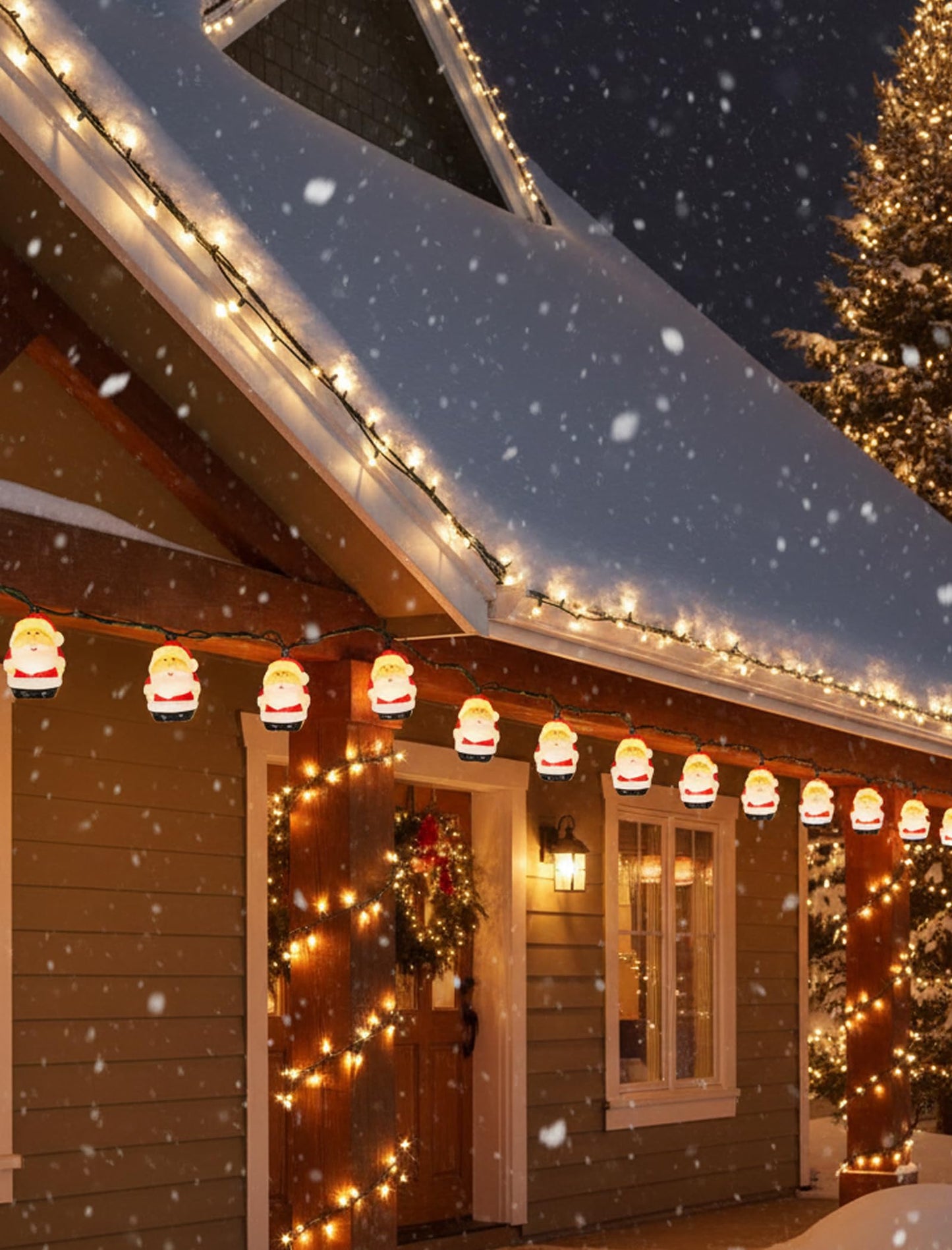 Xingzd 8.5Ft Christmas Santa Light, Christmas Decorations String Lights with 10 Santa Claus Bulbs, Plug in Hanging Fairy Lights for Indoor Party Kid's Room Xmas Tree Patio Bedroom Garden Decor