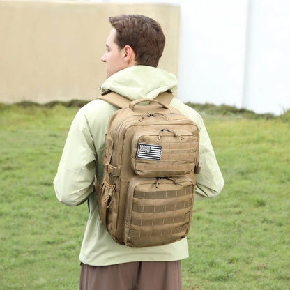 Wotony Military Tactical Backpack for Men Waterproof Daypack 3 Day Assault Pack Molle Bag with Water Bottle Holder (khaki, 35L)