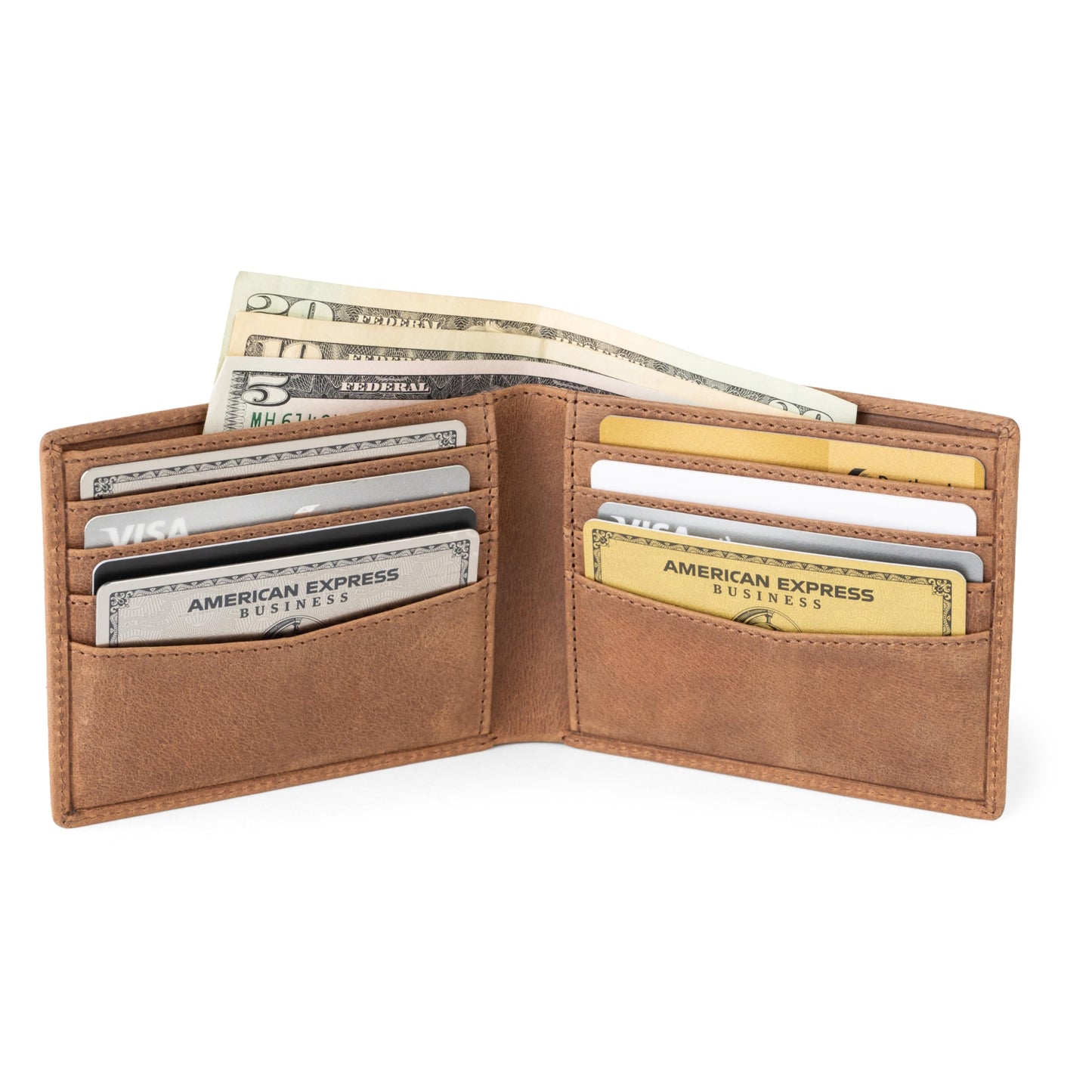 BERLINER BAGS Vintage Genuine Leather Wallet for Men Brooklyn, RFID Blocking, Bifold, Front Pocket Slim Wallet, 10 Card Holder, 2 Bills Compartment, Gift Box - Brown