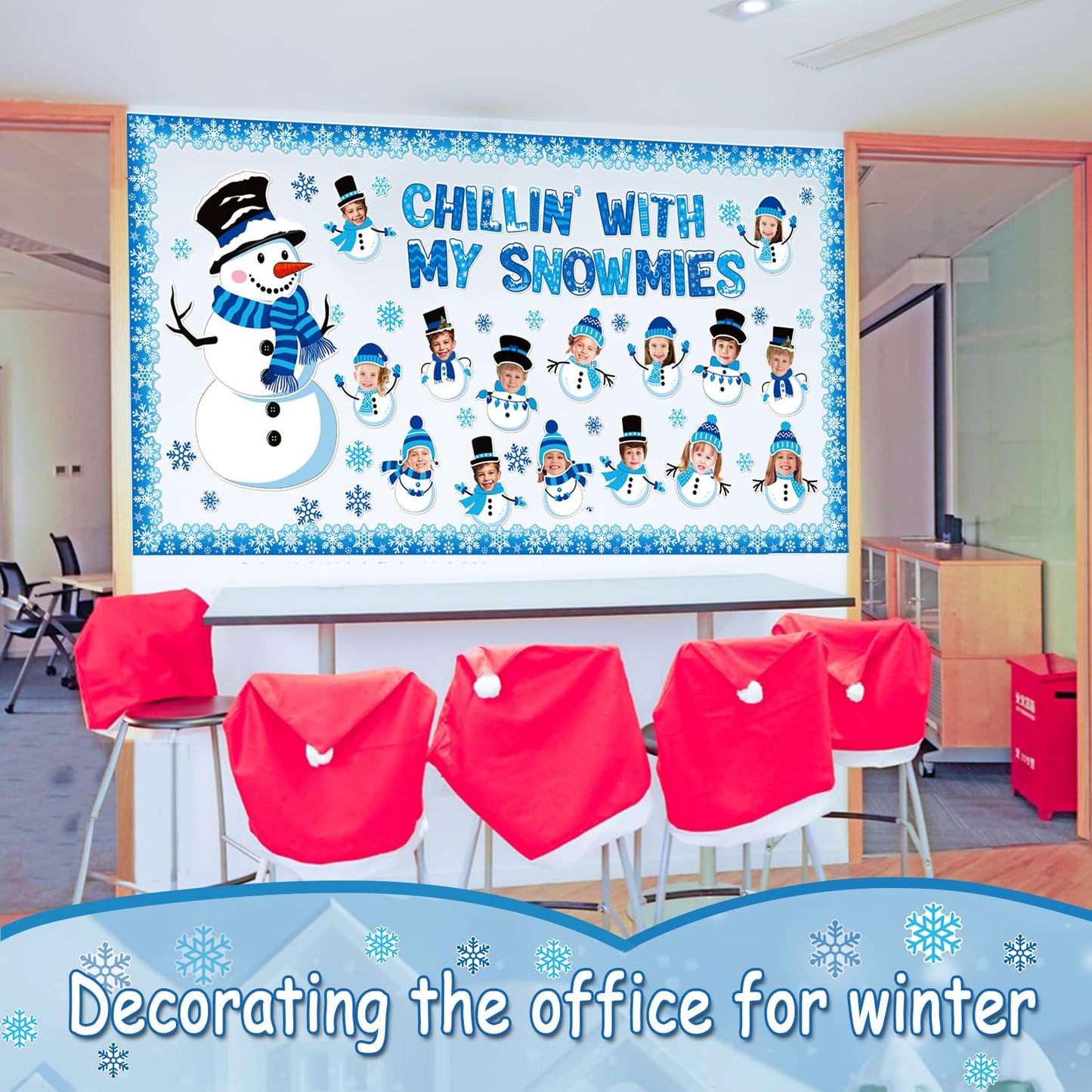 79 Pcs Winter Bulletin Board - Snowman Decorations DIY Photo Wall