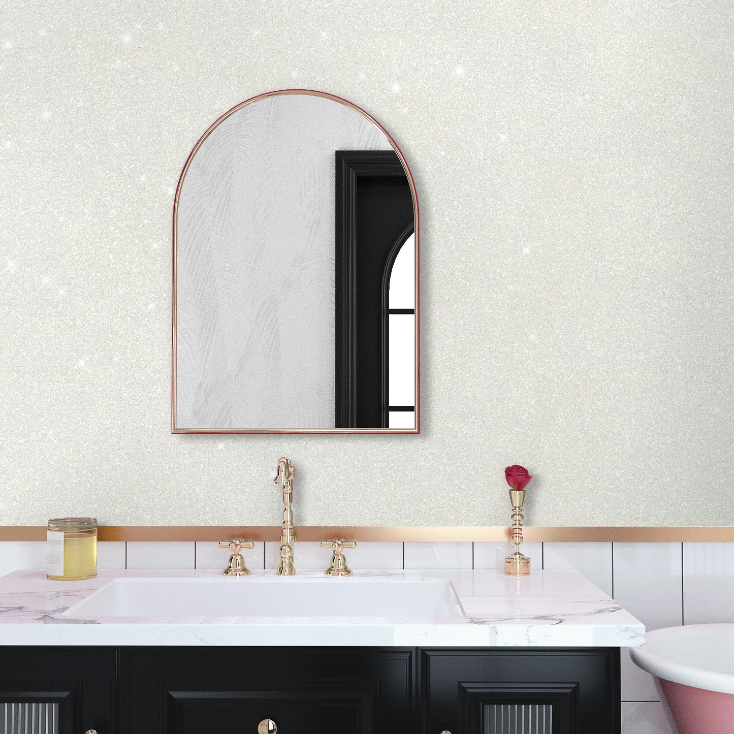 VaryPaper Sparkle Off White Glitter Wallpaper Peel and Stick Wallpaper Glitter Contact Paper for Cabinets Decorative Self Adhesive Removable Wall Paper for Bedroom Bathroom Walls 15.7''x78.7''