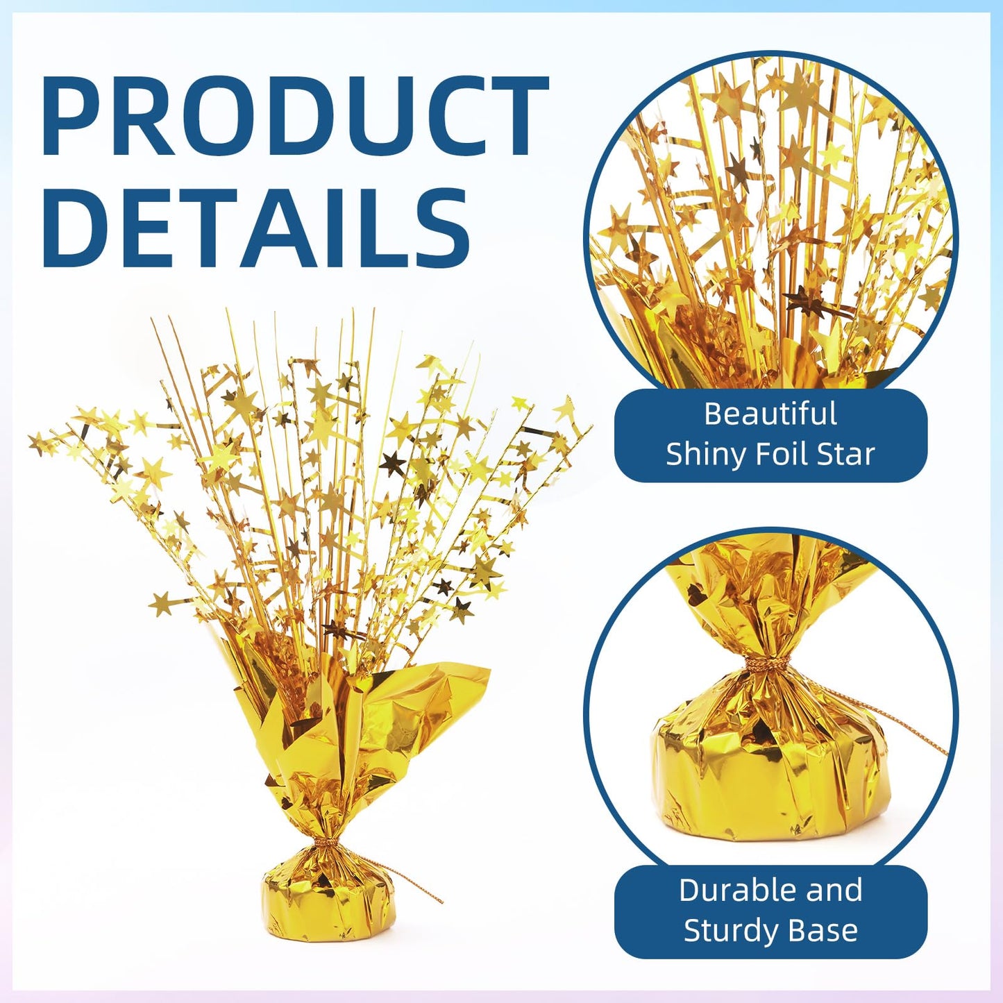 Ohiyoo 24 Pack Gold Metallic Foil Spray Centerpiece Star Table Decoration Burst Table Centerpieces for Birthday New Year Wedding Anniversary Graduation Party Supply (Gold)