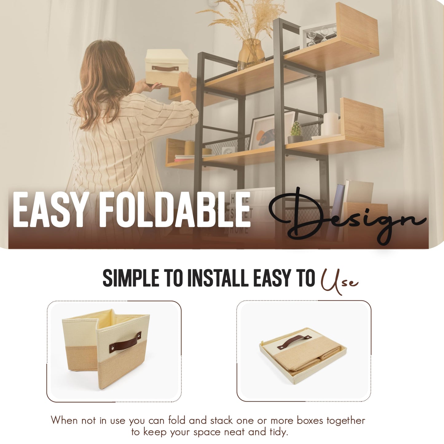 Kalolo Malosi Greeting Card Organizer Box with 15 Dividers | Holds 150+ and Collapses When not in Use | Stylish Greeting Card Storage Box Organizer