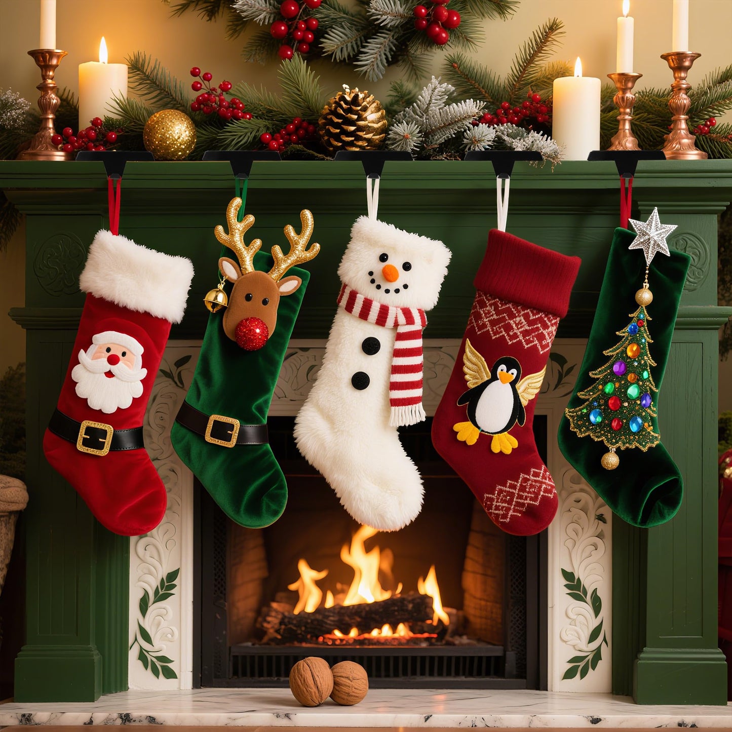 Doitory Christmas Stocking Holder Hanger for Mantle,4 Pack for Xmas Decorations Lightweight and Adjustable for Fireplace Home Decoration