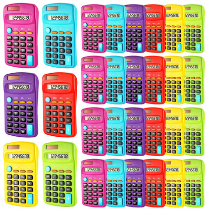 Weewooday 30 Pieces Small Basic Calculator Bulk 8 Digit Mini Solar Battery Dual Power Pocket Calculator for Kids Students Classroom Desktop Home Office, Standard Function 6 Colors