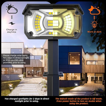 Solar Spot Lights,IP65 Waterproof 40 LED's Landscape Spotlights,3 Modes Outdoor Garden Lights, 360 Adjustable Lighting Angle, Solar Powered Wall Lights for Yard Porch 10 Pack