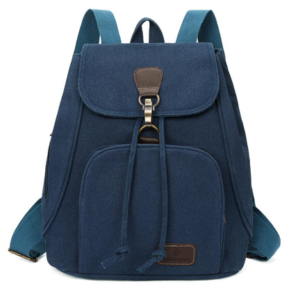GAEKEAO Small Backpack for Women Canvas Mini Backpack Purse Casual Daypack for Daily Travel Work Sports College Shopping (Navy Blue)