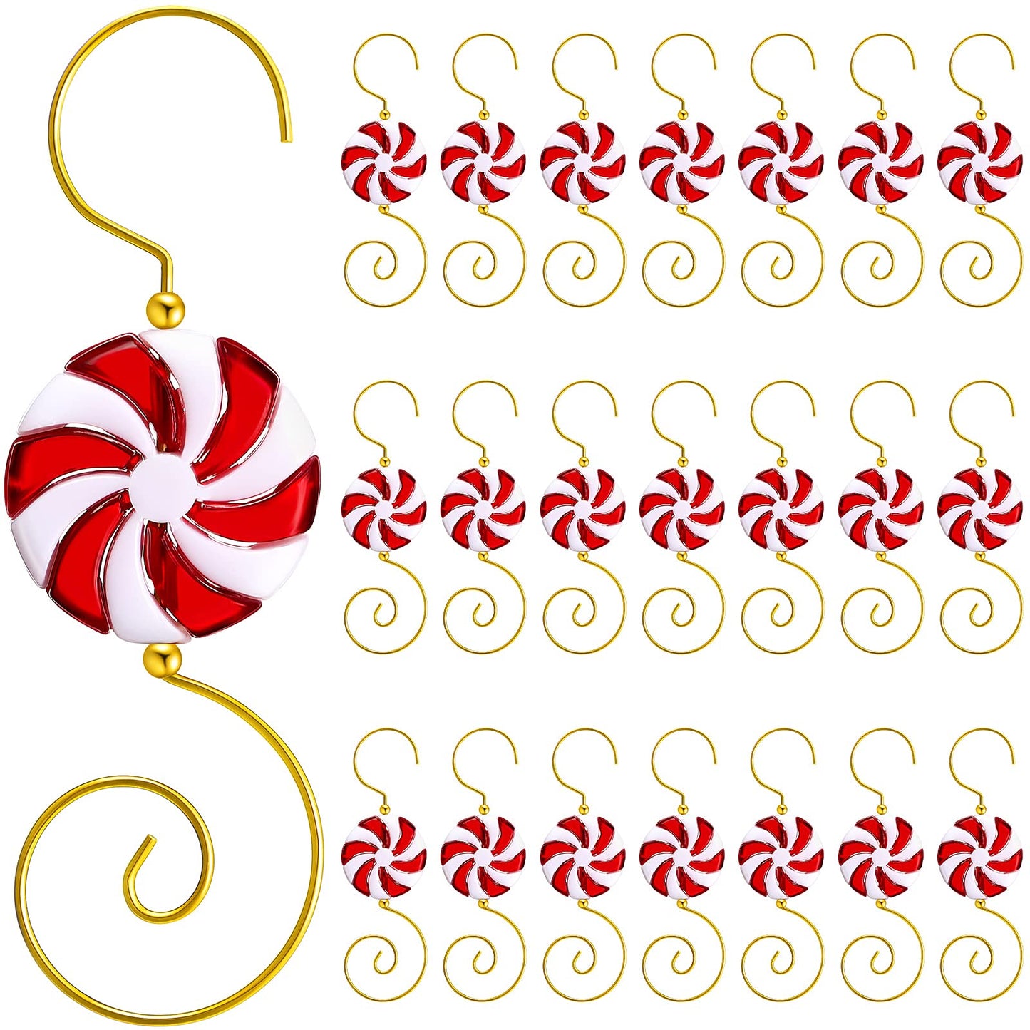 Hotop 20 Pieces Christmas Ornament Hooks Candy Ornament Hooks Candy Bead Wire Hangers Tree Decorating Hangers Decor for Christmas Tree Decoration