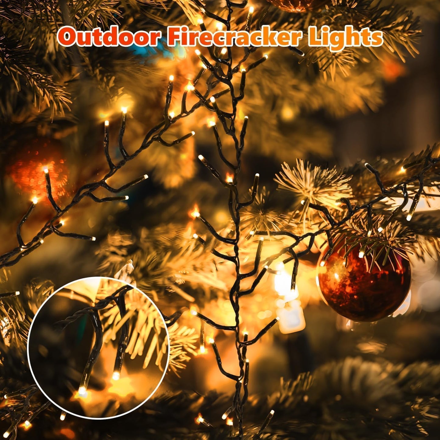 1200 LED 59FT Christmas Cluster Lights, Warm White Christmas Tree Lights Outdoor, Firecrackers String Light with 12 Modes Timer Remote, Waterproof Plug in Twinkle Fairy Light for Xmas Tree Garland