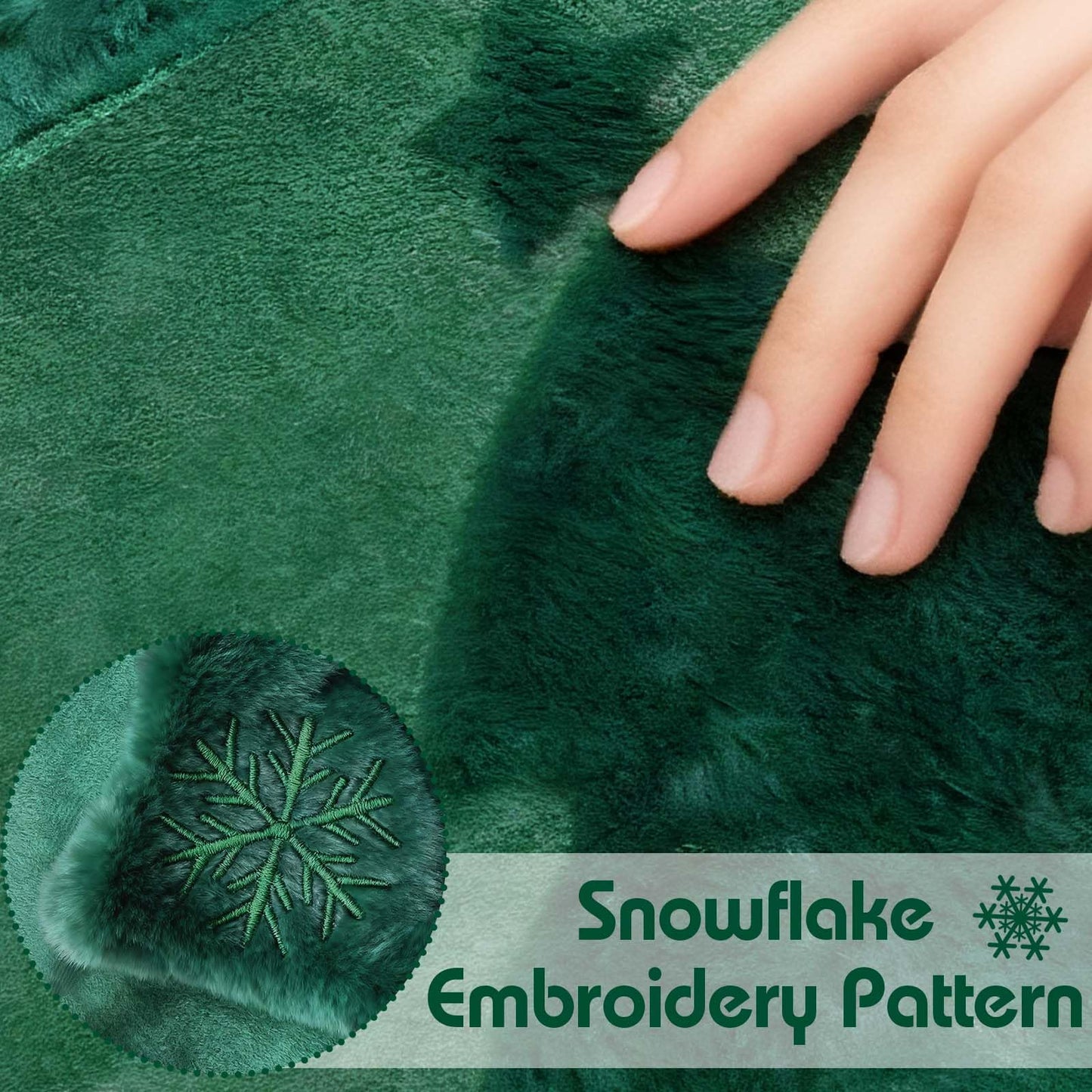 ONFAON Christmas Decorations - Christmas Pillow Covers 18x18 Inch Set of 2,Embroidered Xmas Tree Soft Plush Faux Fur Wool Throw Pillows Winter Holiday Decor for Sofa Living Room, Green