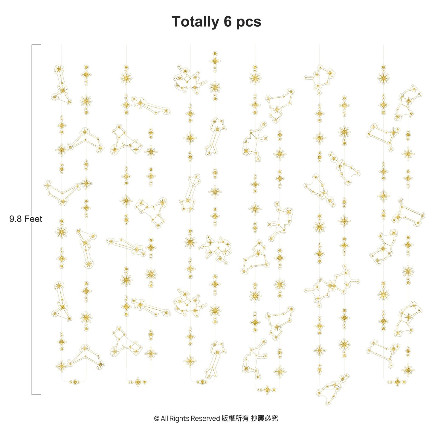 Cheerland Glitter Celestial Party Decorations Constellation Birthday Decoration Star Garlands Witchy Backdrop Astrology Decor Zodiac Theme Banner Hanging Stars Streamer Galaxy Party Suppplies (Gold)