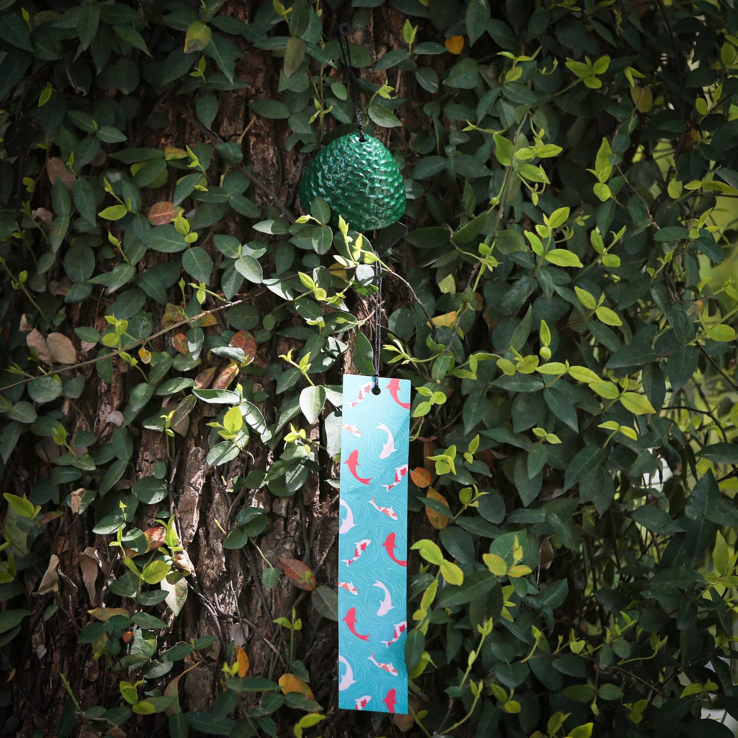 A.F.N.A.L Japanese Wind Chime Cast-Iron Outdoor Ornament for Garden, Patio & Balcony, Hanging Metal Wind-Bell Decoration Gift, Blessing Pendant Windchimes & PVC Wind-Catcher, Big Pine Cone