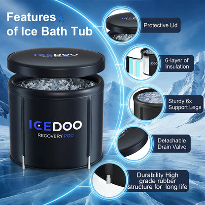Wxtkkom Ice Bath Tub for Athletes, 119 Gallons Hot & Cold Plunge Tub with Cover for Recovery, Cold Water Therapy, Multiple Layered Portable Hot Tubs for Water Therapy, Bathtub Walls & Surrounds