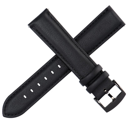 OTTOODY Leather Watch Bands Strap Quick Release, Elegant & Soft Top Grain Genuine Leather Watch band for Men Women, 22mm 21mm 20mm 18mm 16mm Replacement Straps for Watch & Smartwatch, Black Buckle