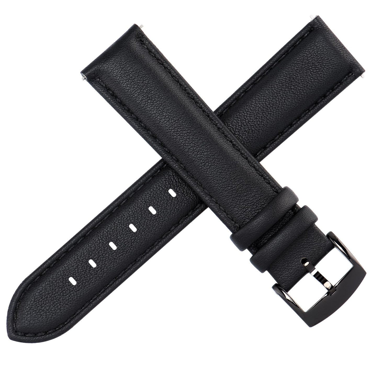 OTTOODY Leather Watch Bands Strap Quick Release, Elegant & Soft Top Grain Genuine Leather Watch band for Men Women, 22mm 21mm 20mm 18mm 16mm Replacement Straps for Watch & Smartwatch, Black Buckle