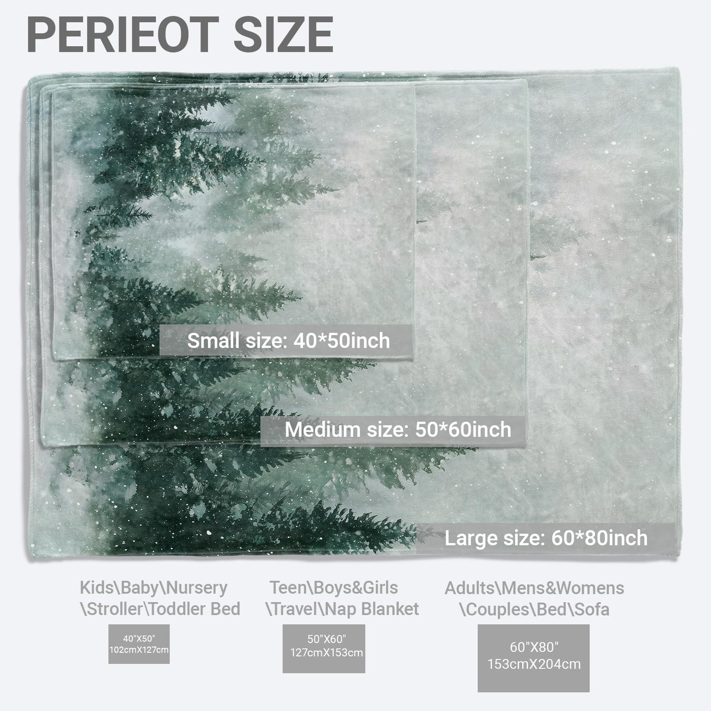 AHUCIZ Snowy Pine Flannel Throw Blanket, 50"x60", Winter Forest, Soft Warm Lightweight Blankets, Machine Washable, Nature Lovers Gifts, Outdoor Indoor Travel Hiking Nap Throw, Home Decorate
