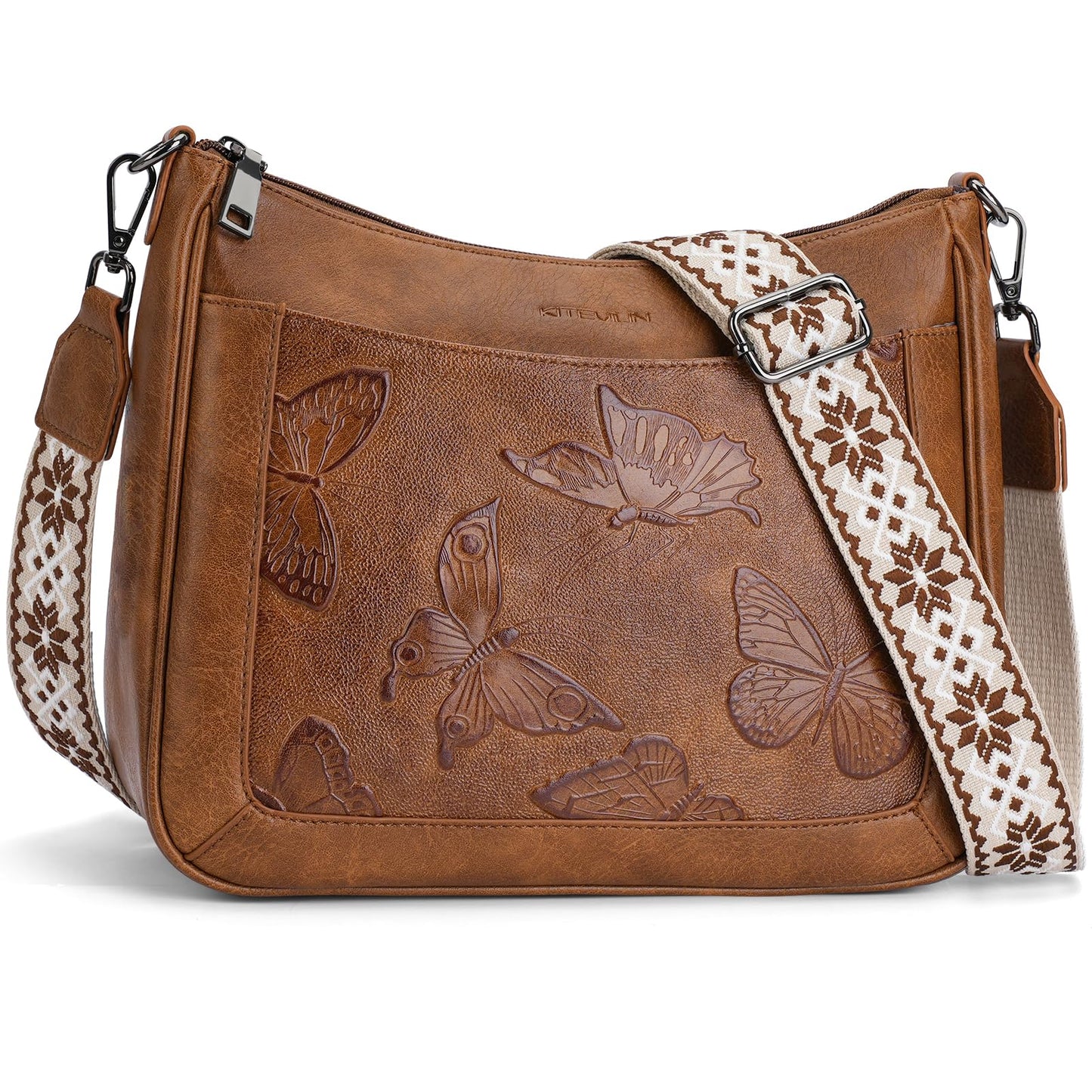 KITEVIUN Crossbody Bags for Women Trendy, Vegan Leather Medium Butterfly Hobo Purse, Women's Shoulder Handbags