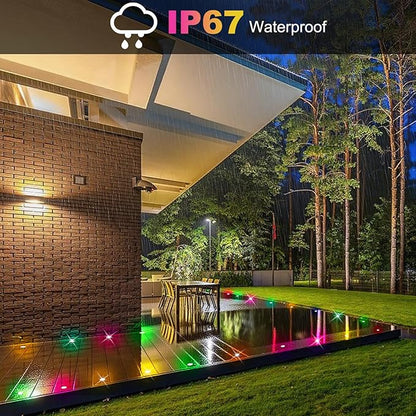 FVTLED Recessed LED Deck Lights Kit, Φ1.77 Low Voltage WiFi Pixel RGBW+IC Deck Lighting Work with Alexa/Google Home, IP67 Waterproof Outdoor Step Lights DC12V for Garden,Steps,Stair(10 Pack, Black)
