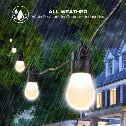 Monster 24 Foot Outdoor Smart RGB+IC+WW String Lights, 12 Bulb Color Flow Dimmable LEDs, Sound Reactive, Water & Weather Resistant, Compatible with Alexa, Siri, Google Home, App