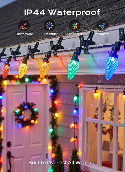 C9 Outdoor Christmas Lights, 72 FT 110 LED C9 String Lights, 8 Modes & Timer Connectable Waterproof for Christmas Tree light Indoor Outdoor Roofline Patio Outside Yard Xmas Decor, Multicolor 2 Pack